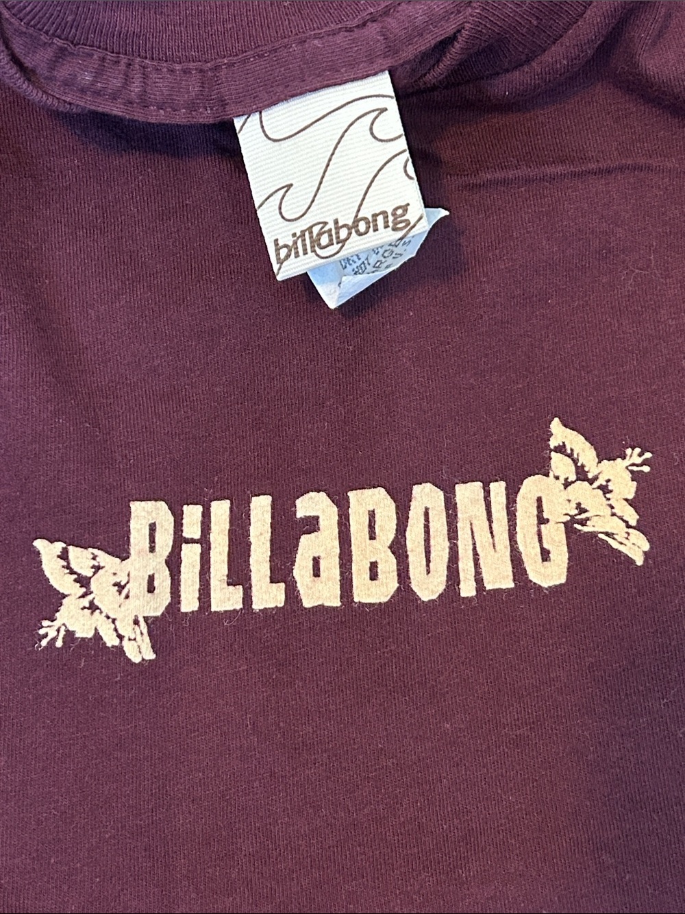 Vintage Y2K Billabong Maroon Long Sleeve Logo Tee - Picture 4 of 10